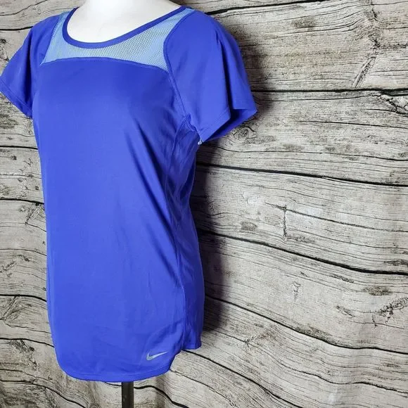 Nike Womens Small Purple with Light Blue Mesh Active Short Sleeve Dri-Fit Shirt - Picture 2 of 10